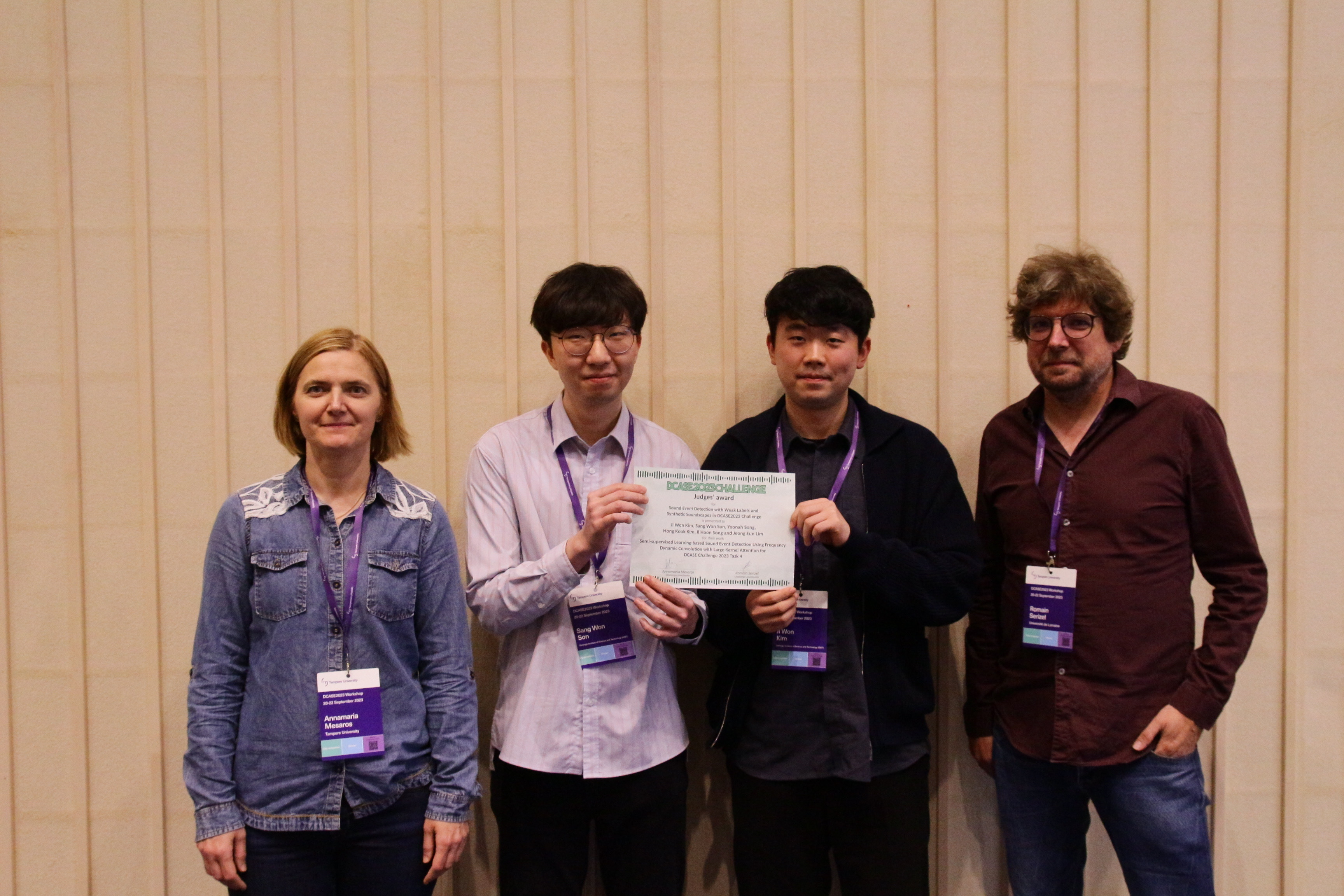 Professor Hong Kook Kim's research team wins the Judges' award at the International AI Sound Recognition Competition 이미지