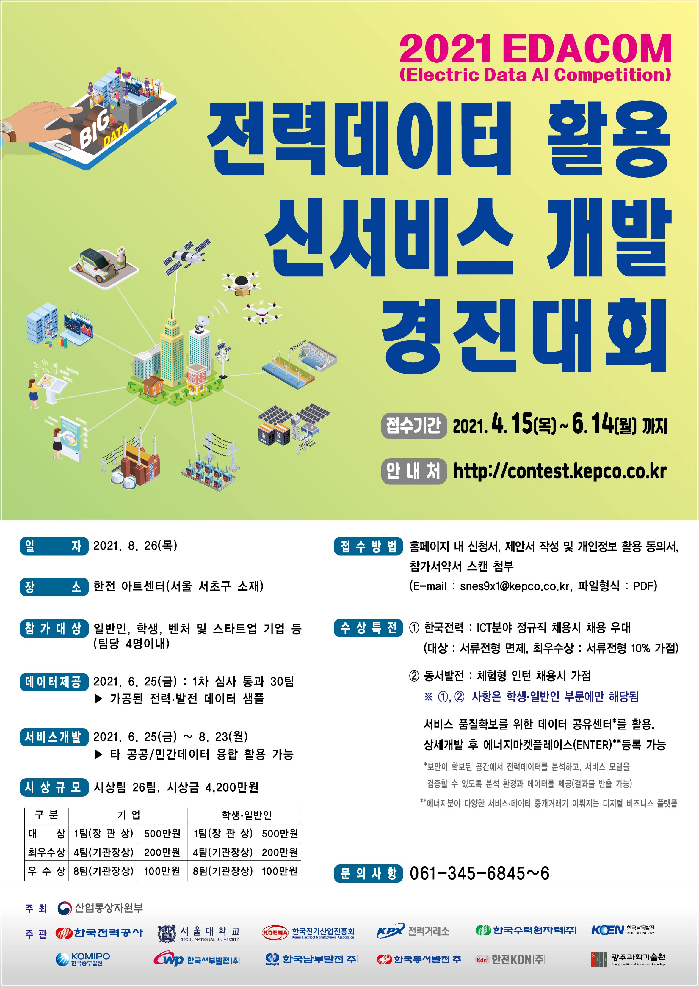 2021 전력데이터 활용 신서비스 개발 경진대회(Electric Data AI Competition) 개최 및 접수 안내 이미지